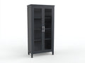 Vitrine-bois-verre-82x34x158 cm-gris foncé-minimaliste