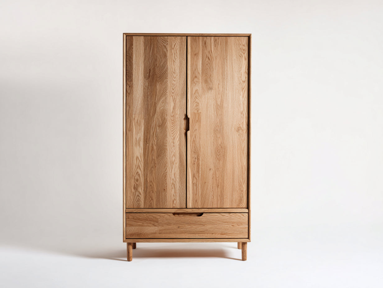 Armoire - bois massif - 94x55x190 cm - chêne naturel - style scandinave contemporain