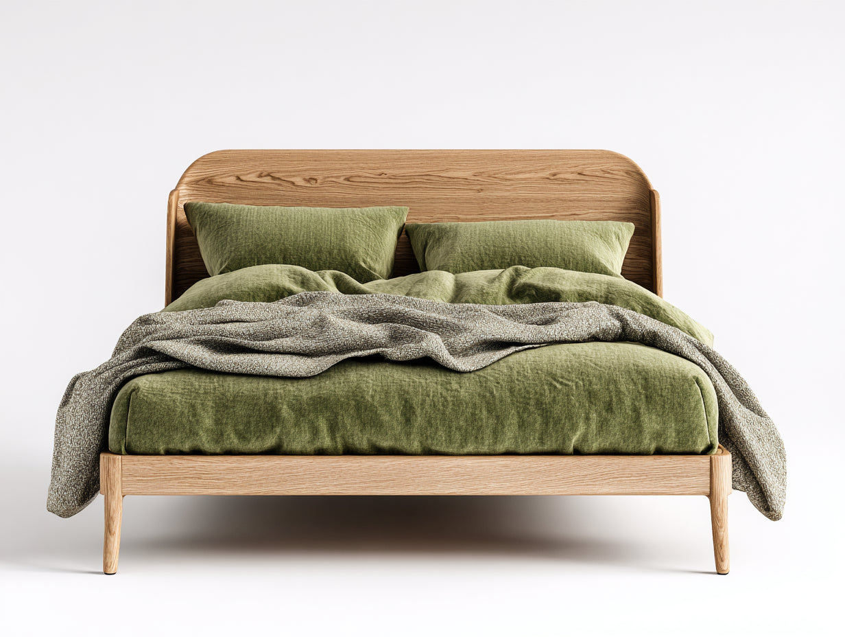 Lit double - Bois - 208x176x94 cm - Bois naturel - Style scandinave