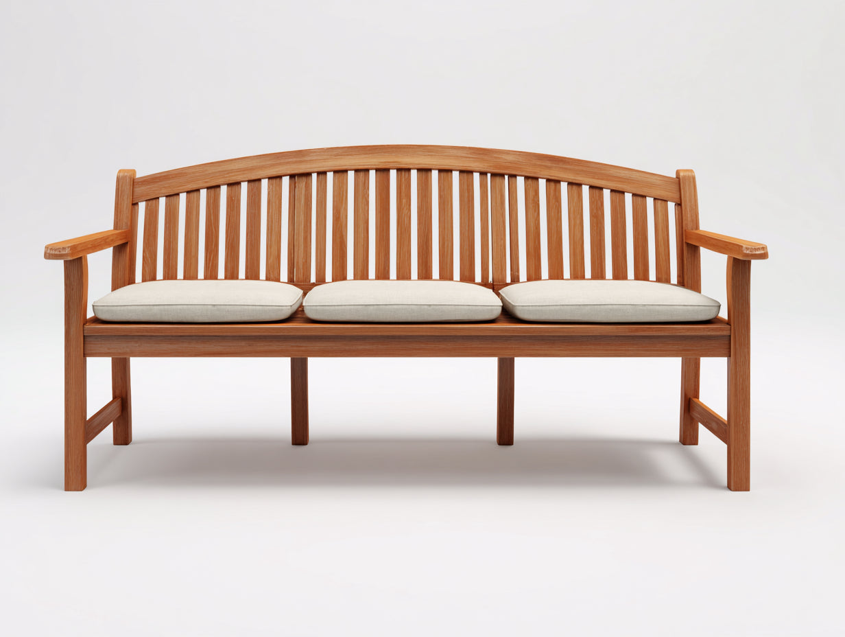 Banc de jardin - Bois-Tissu - 178x63x92 cm - Brun naturel-Beige - Classique
