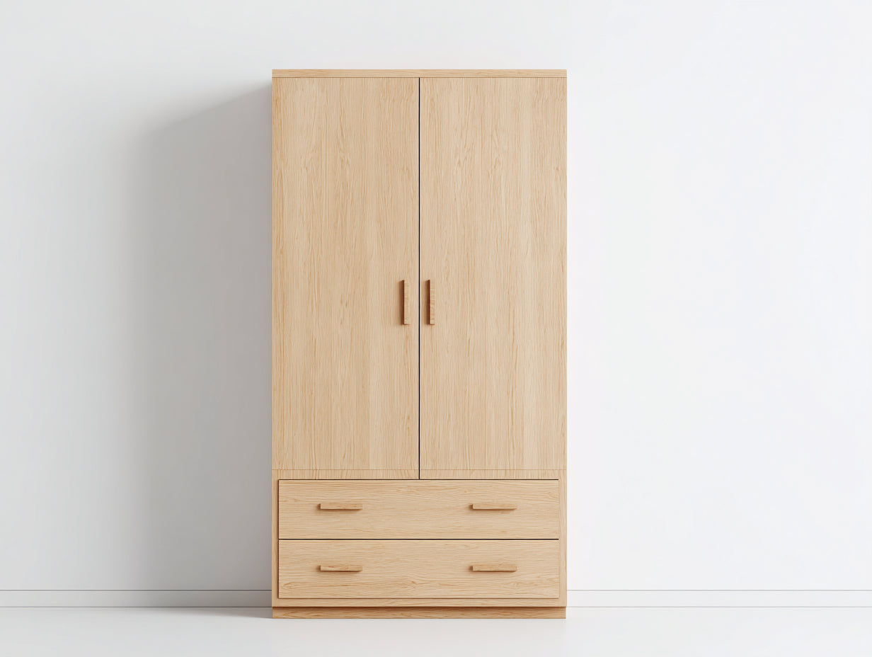 Armoire - bois - 112x58x201 cm - chêne clair - style contemporain épuré