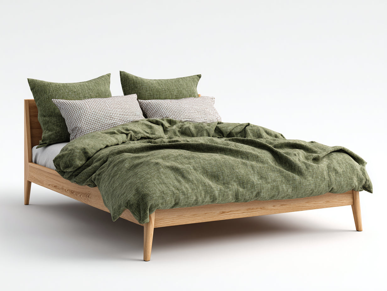 Lit double - bois - 214x169x91 cm - chêne naturel - style moderne