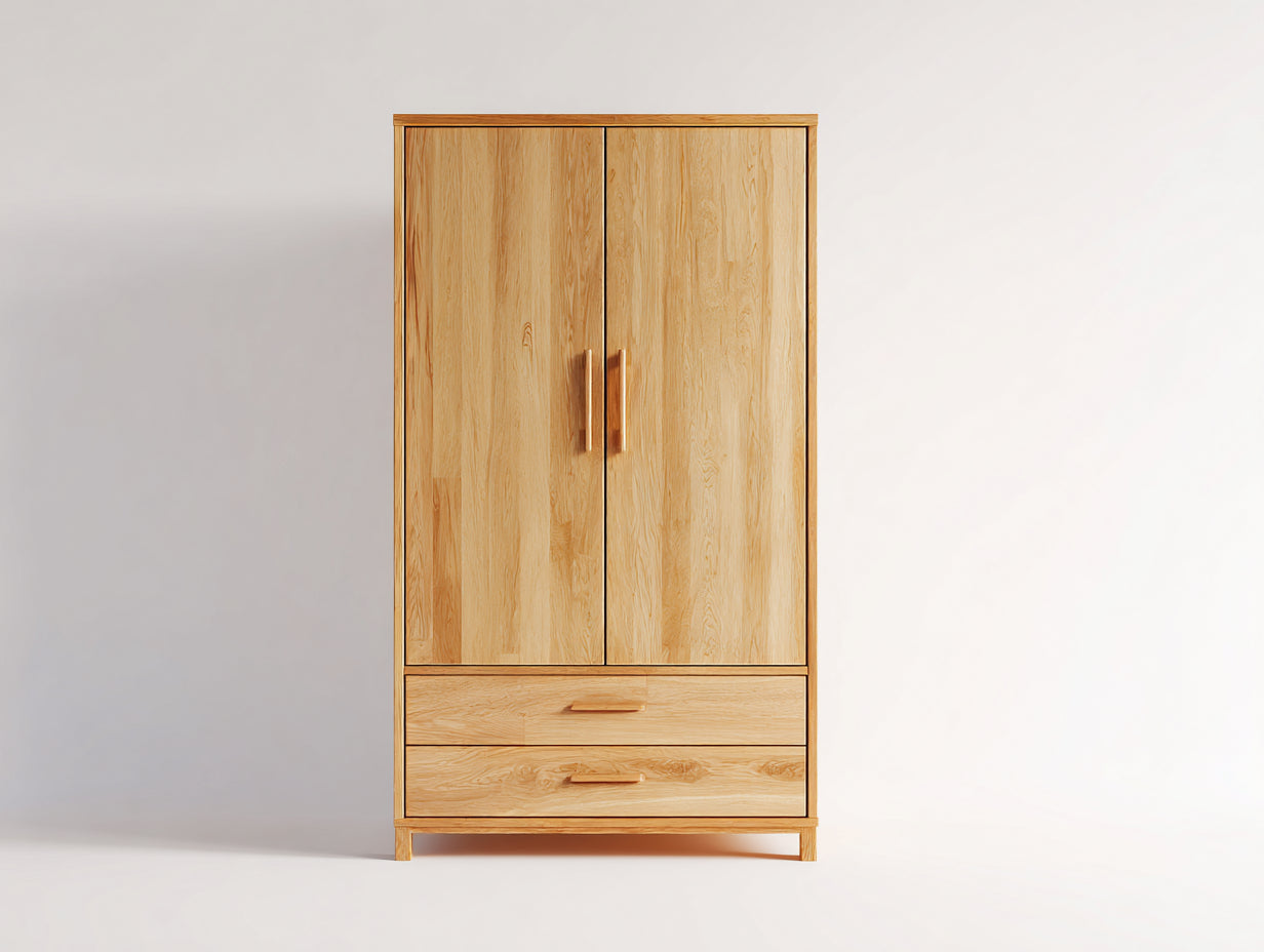 Armoire - bois massif - 104x56x198 cm - chêne naturel - style contemporain chaleureux