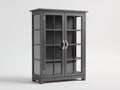 Vitrine-bois-verre-108x41x158 cm-gris foncé-contemporain
