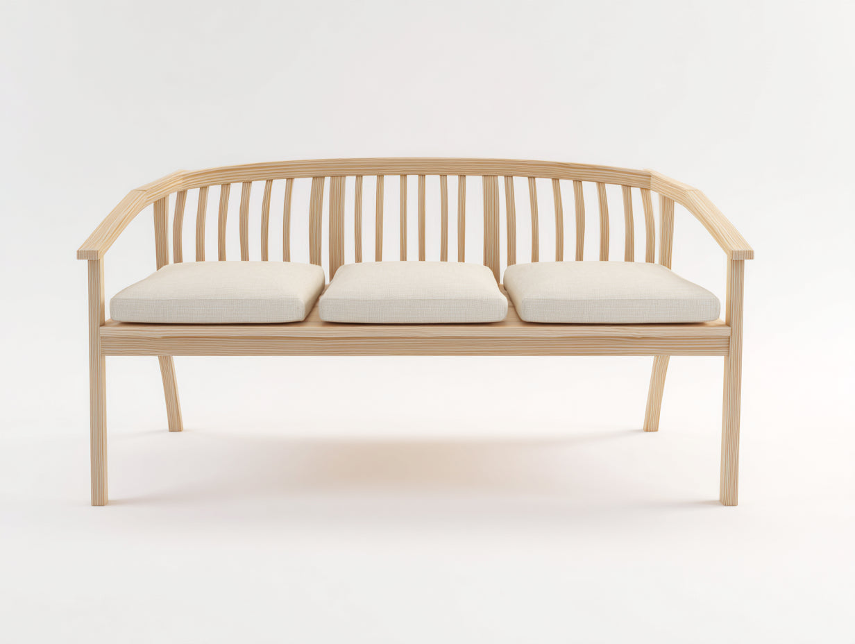 Banc de jardin - Bois-Tissu - 180x62x82 cm - Naturel-Écru - Contemporain