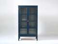 Vitrine-bois-verre-94x36x168 cm-bleu foncé-classique
