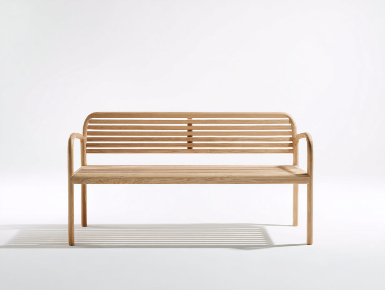 Banc de jardin - Bois massif - 148x55x82 cm - Bois clair - Style contemporain