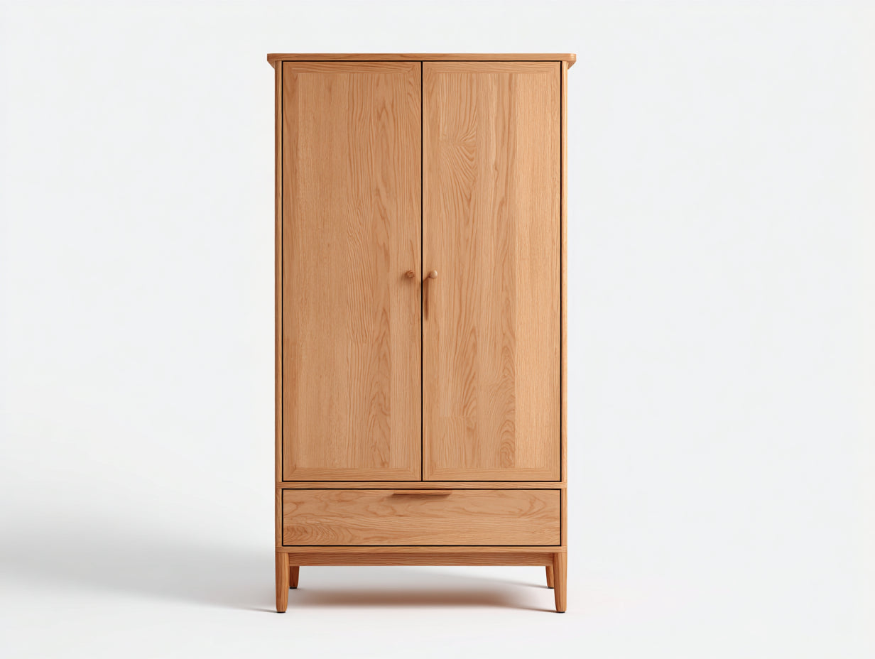 Armoire - bois massif - 98x55x196 cm - chêne naturel - style nordique élégant