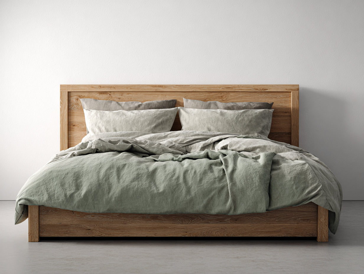 Lit double-Bois-216x178x102 cm-Bois naturel-Style rustique moderne