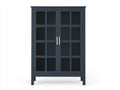 Vitrine-bois-verre-112x39x164 cm-bleu gris-moderne