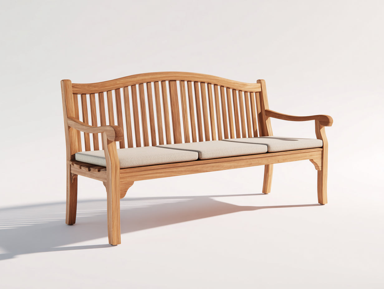 Banc de jardin - Bois-Tissu - 182x62x90 cm - Brun naturel-Beige - Élégant