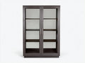 Vitrine-bois-verre-98x39x150 cm-gris foncé-moderne