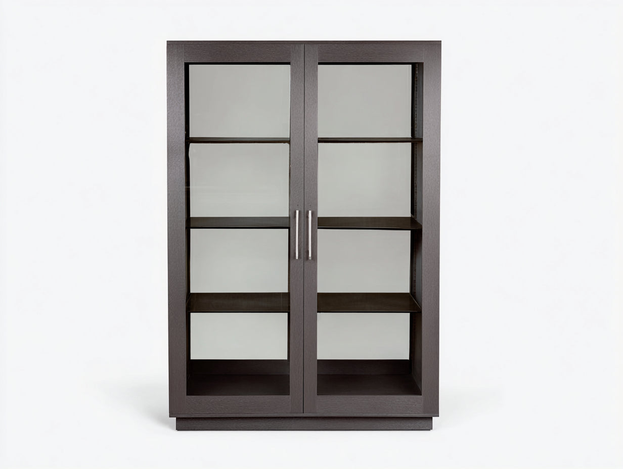 Vitrine-bois-verre-98x39x150 cm-gris foncé-moderne