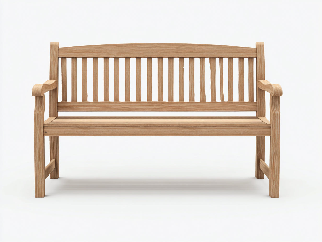 Banc de jardin - Bois massif - 155x58x88 cm - Bois clair - Dossier à barreaux verticaux