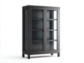 Vitrine-bois-verre-104x40x155 cm-gris foncé-moderne