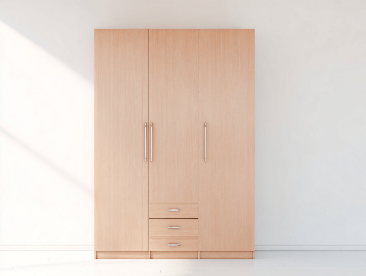 Armoire - bois - 158x60x205 cm - chêne clair - style contemporain fonctionnel