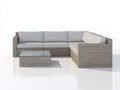 Canapé de jardin - Résine tressée-Verre - 255x190x72 cm - Gris clair-Beige - Contemporain