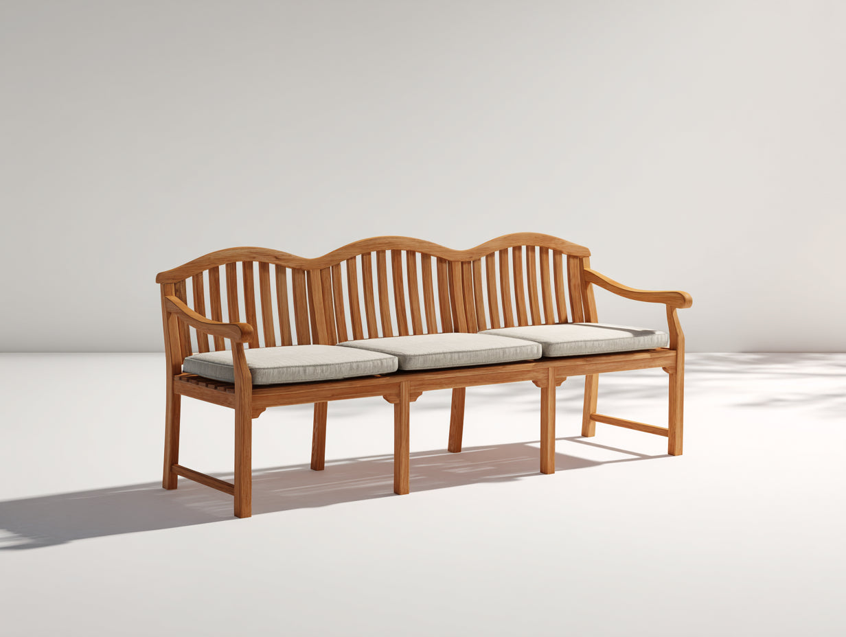 Banc de jardin - Bois-Tissu - 185x65x94 cm - Brun naturel-Beige - Classique