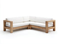 Canapé de jardin - Bois-Tissu - 228x228x74 cm - Naturel-Blanc cassé - Contemporain