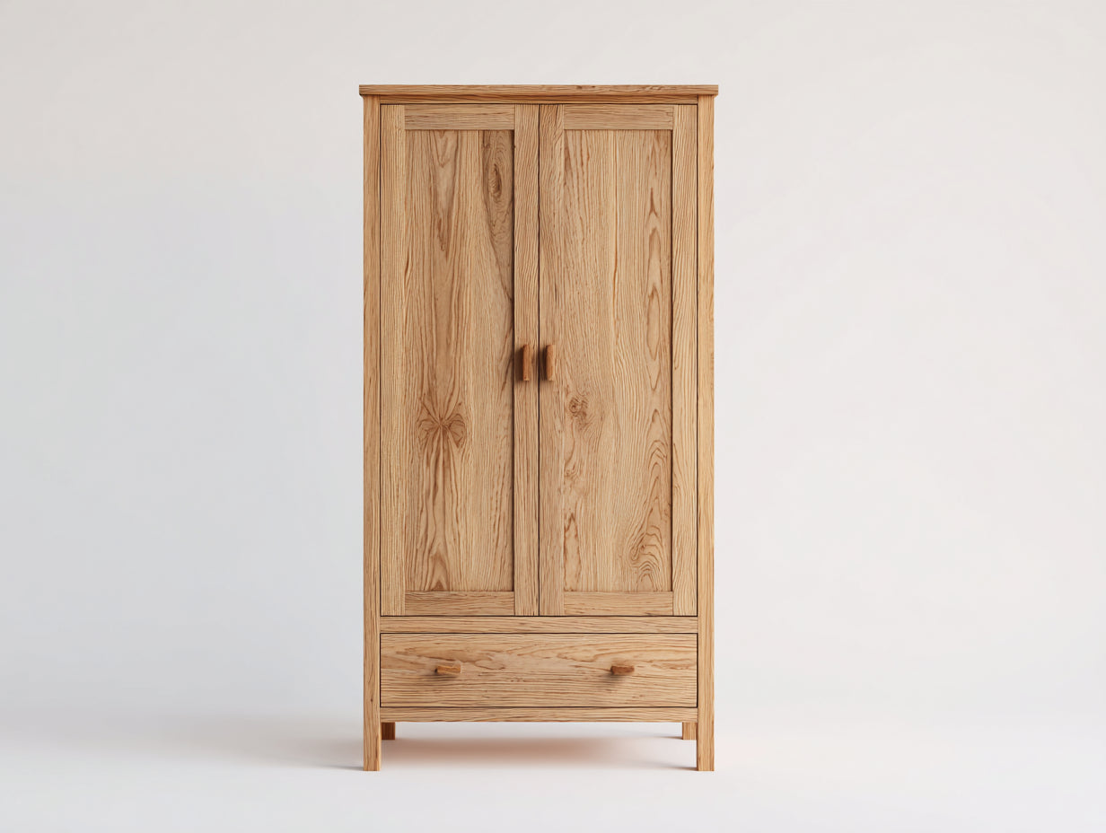 Armoire - bois massif - 96x54x188 cm - chêne naturel - style scandinave