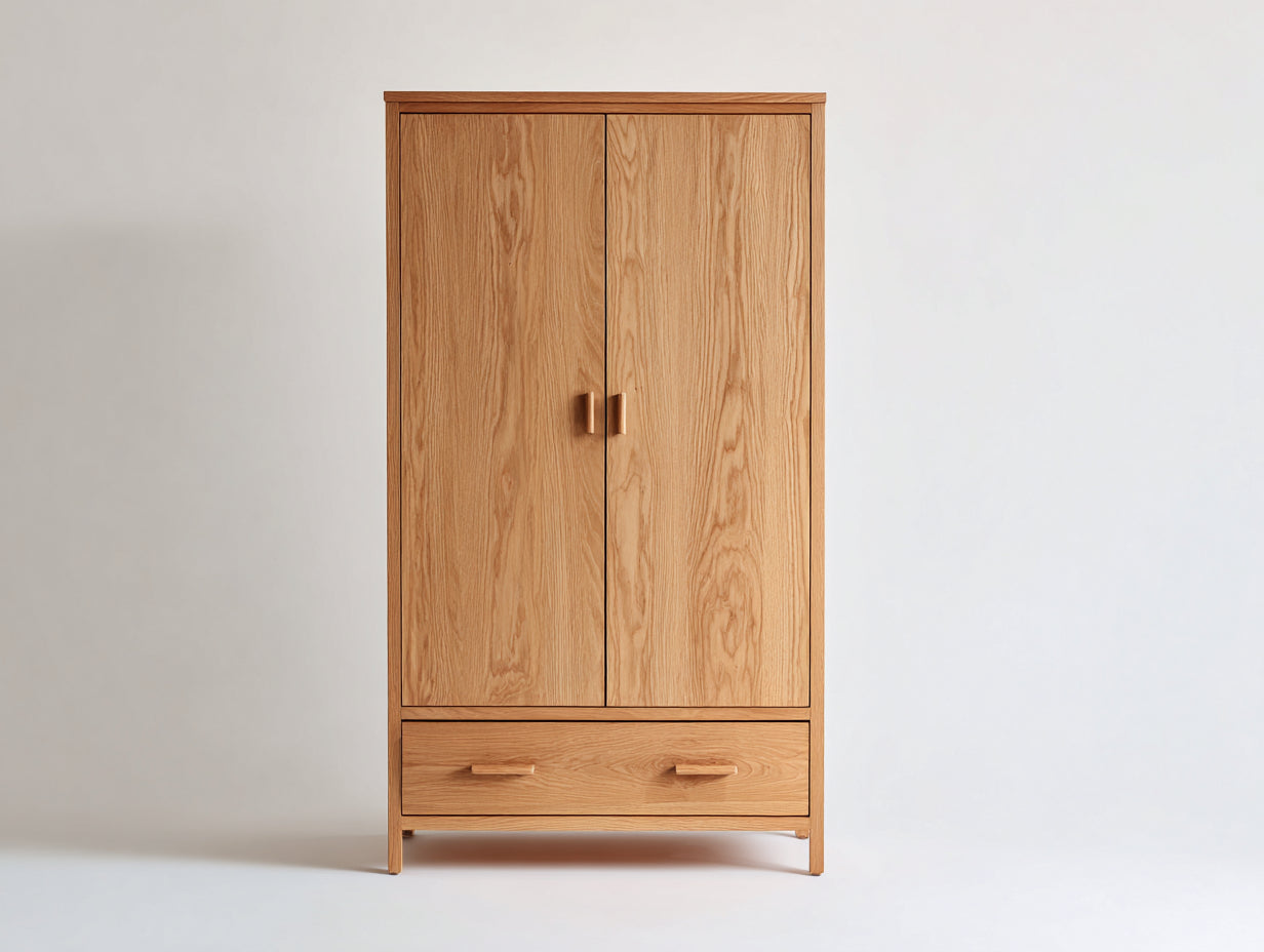 Armoire - bois massif - 102x56x192 cm - chêne naturel - style scandinave