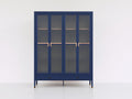 Vitrine-bois-verre-150x38x172 cm-bleu foncé-contemporain